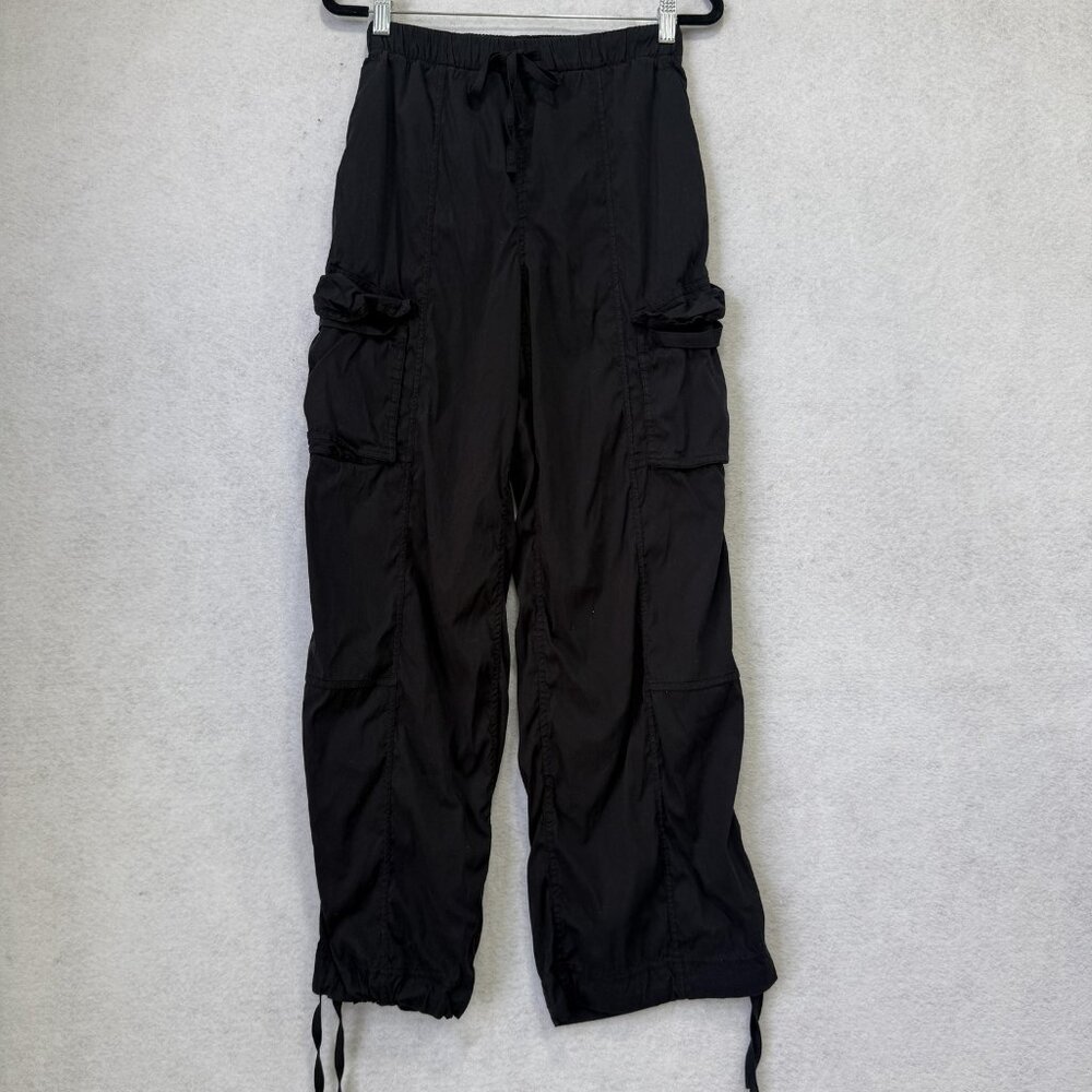 Lululemon Track Pants Womens XXS Black Cargo Drawstring Elastic Hem Lightweight